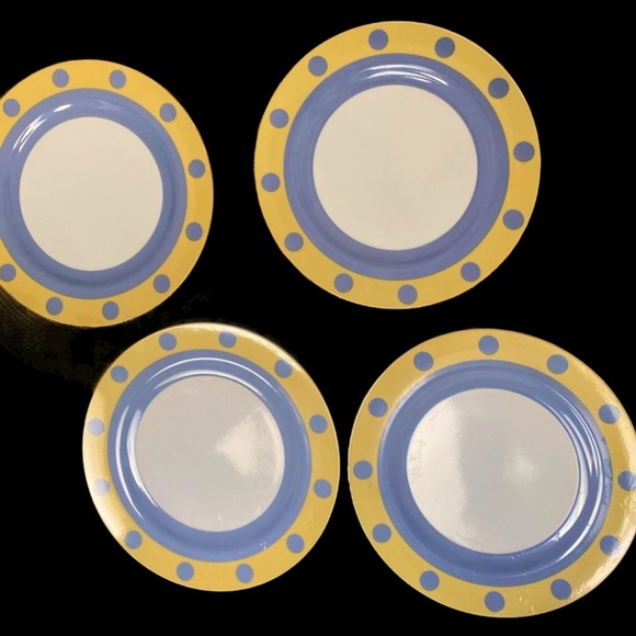 Other - Melamine Plates, Set of 4, blue & yellow, 9 1/4” diameter